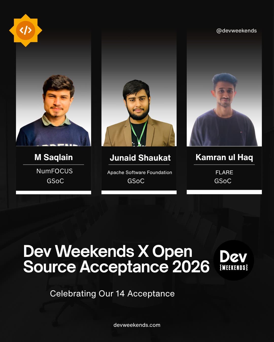 9 Dev Weekends contributors got into Google Summer of Code 2026, and 5 more into other open-source programs